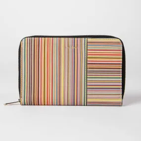 Paul Smith - Women's Signature Stripe Print Medium Zip Around Purse