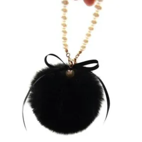 Pearls & Pompons Faux Rabbit Fur Ball Keychain