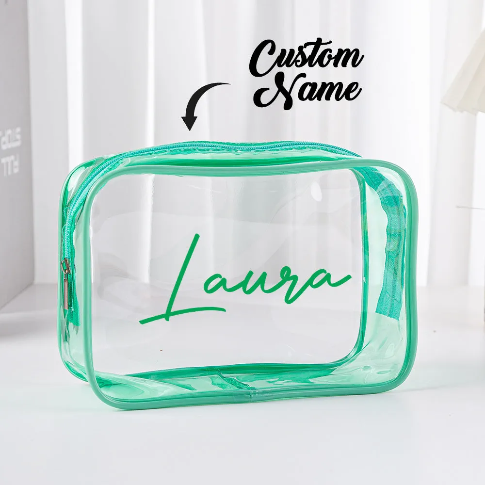 Personalized Name Makeup Bag Clear Waterproof Cosmetic Bag Birthday Wedding Gift for Her