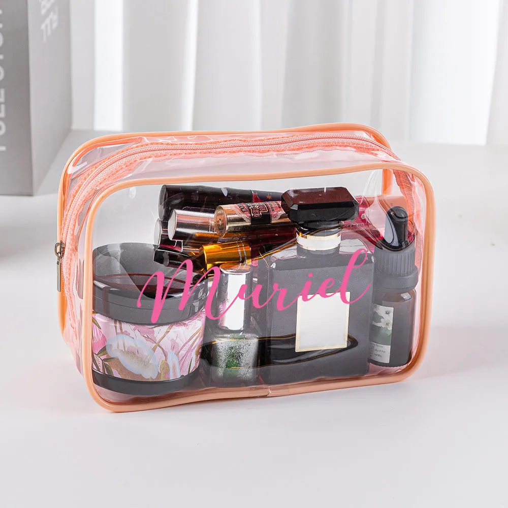 Personalized Name Makeup Bag Clear Waterproof Cosmetic Bag Birthday Wedding Gift for Her