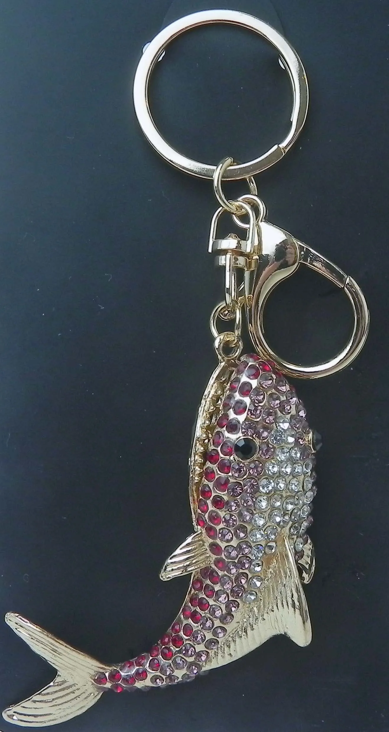 Pink Rhinestone Bling Shark Purse Charm Keychain