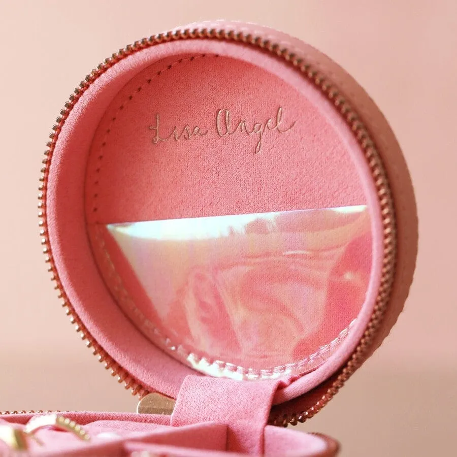 Pink Round Travel Jewelry Case