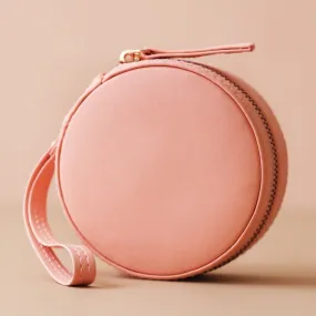 Pink Round Travel Jewelry Case