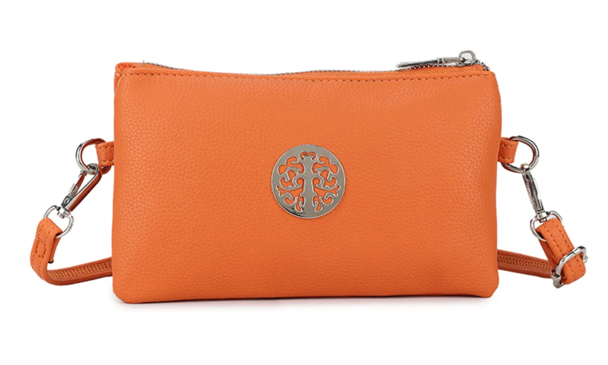 Plain Small Crossbody Bag With Tree Of Life Detail (11 Colours)