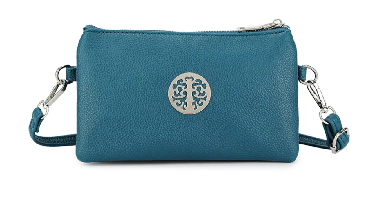 Plain Small Crossbody Bag With Tree Of Life Detail (11 Colours)