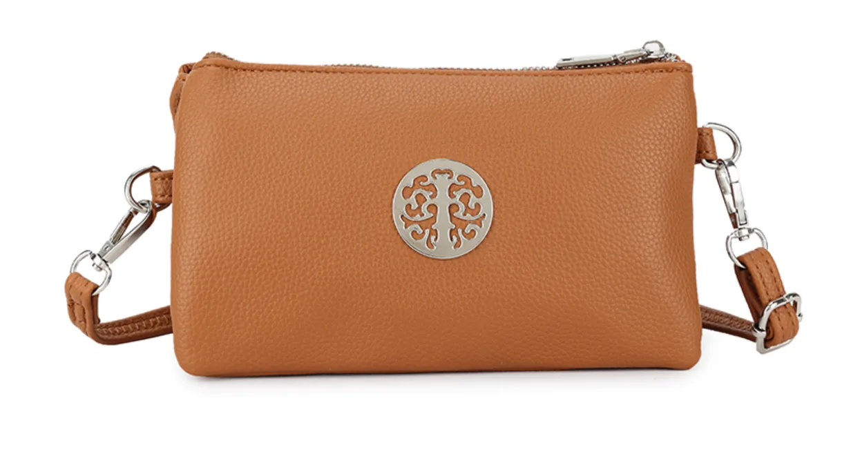 Plain Small Crossbody Bag With Tree Of Life Detail (11 Colours)