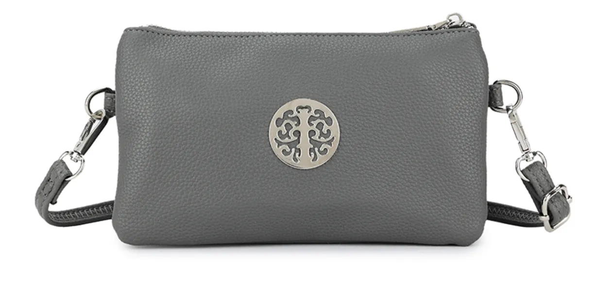 Plain Small Crossbody Bag With Tree Of Life Detail (11 Colours)