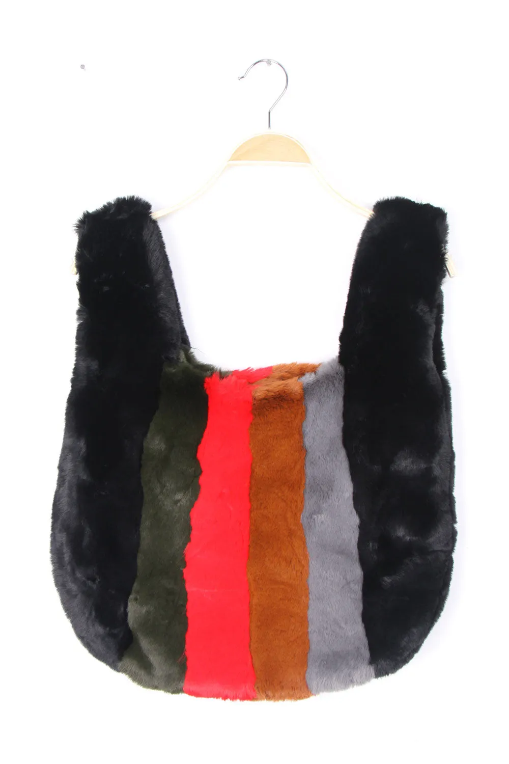 Power Blue MultiColour Ultra Soft Fluffy Faux Fur Tote Bag