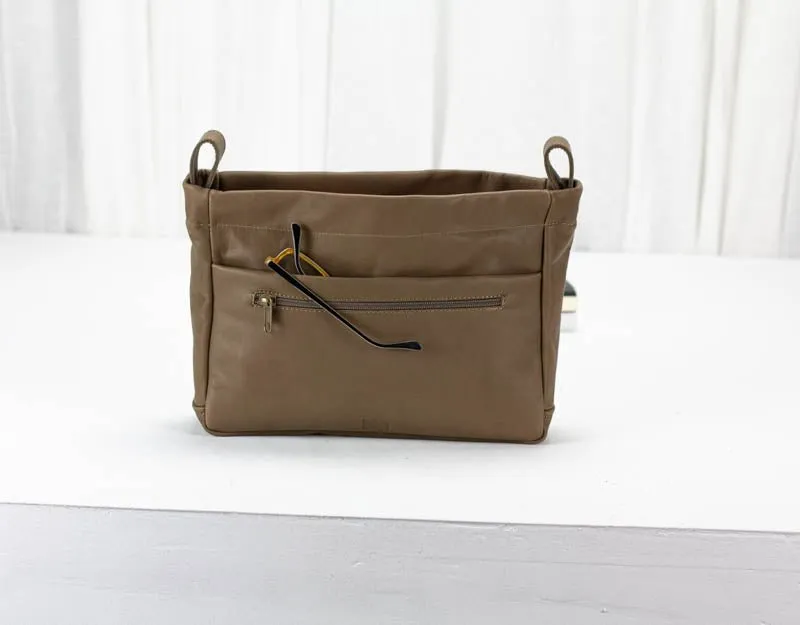 Purse Insert - Khaki Brown leather