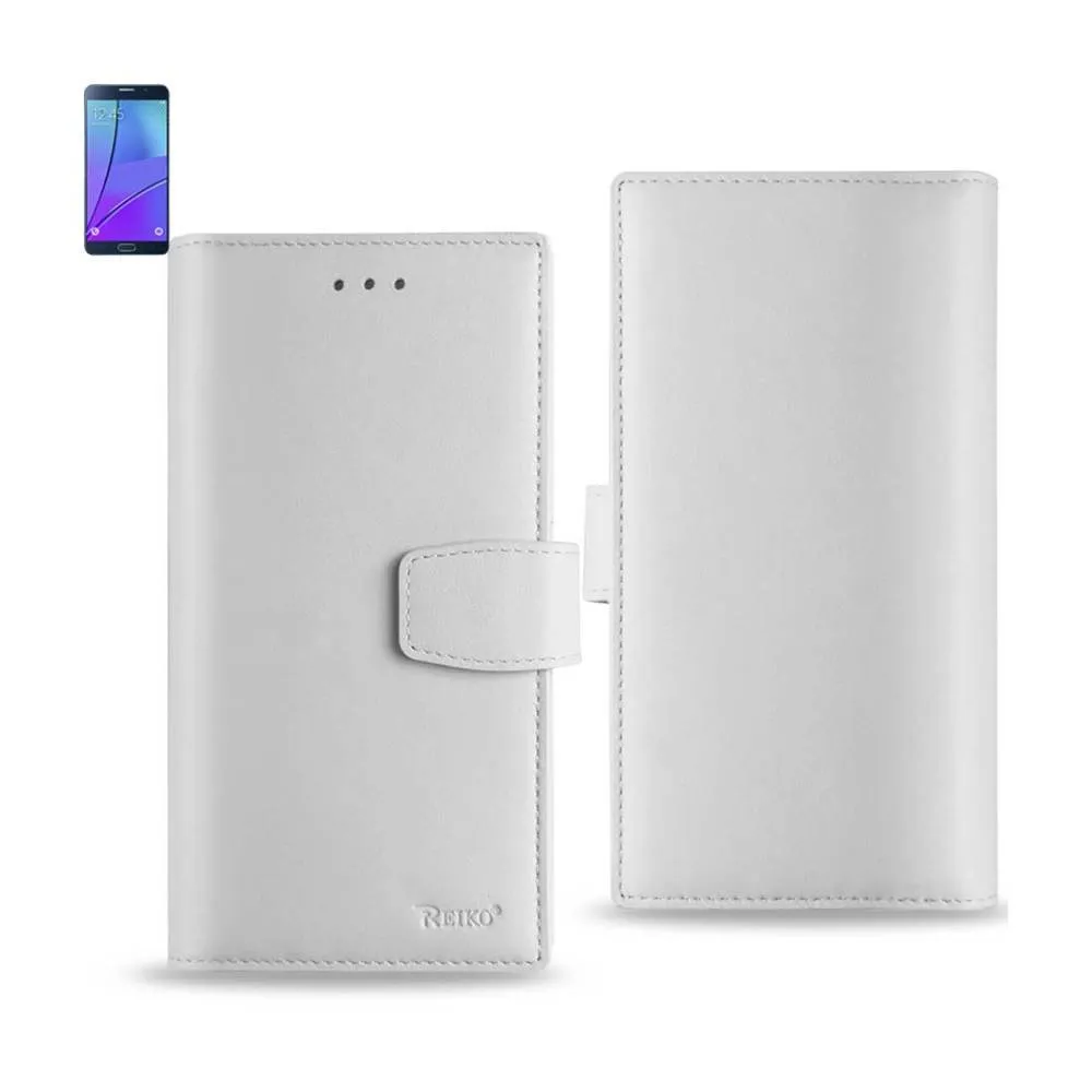 Reiko Samsung Galaxy Note 5 Sm-920V/ N920A Genuine Leather Hidden Wallet Case With Rfid Shielded Card Slots In Ivory