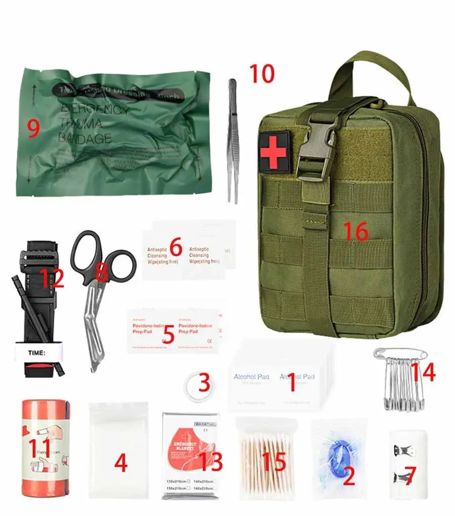 Rescue First Aid Kit Outdoor Trauma Medical Bag Set Emergency Survival Gear Camping Tactical Bag Molle Car Travel Hiking