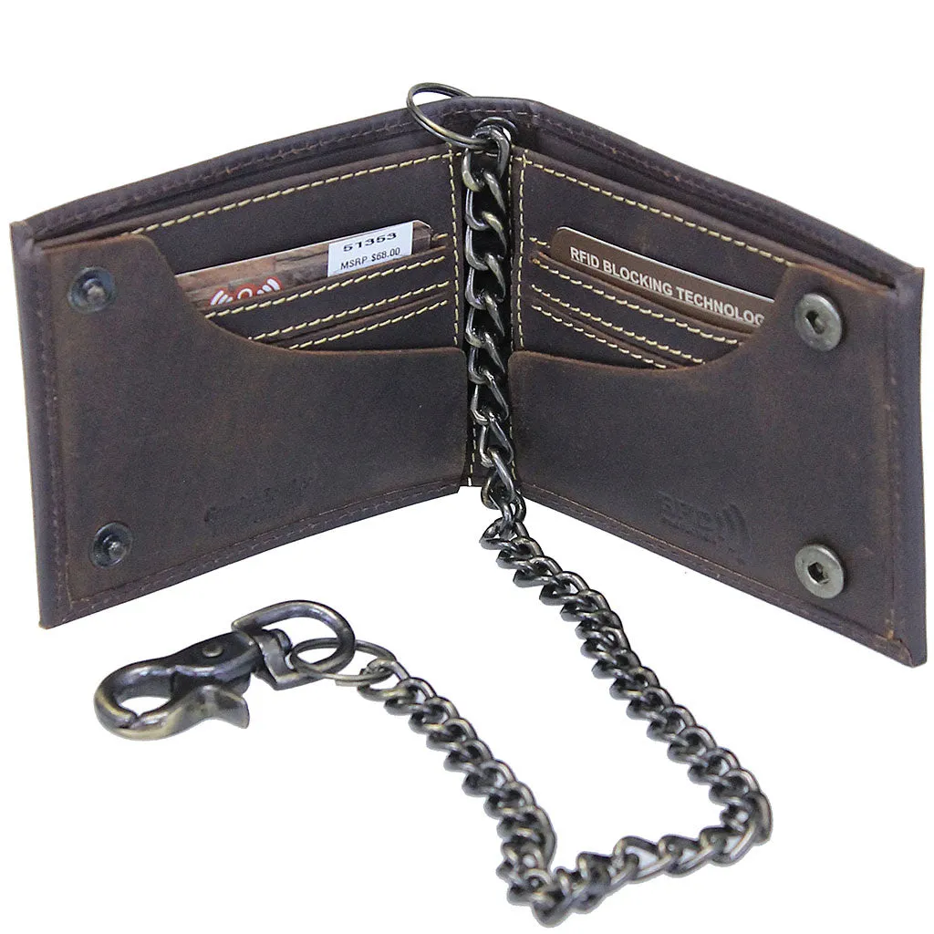 RFID Charcoal Bifold Chain Wallet w/Snaps #WC513530K