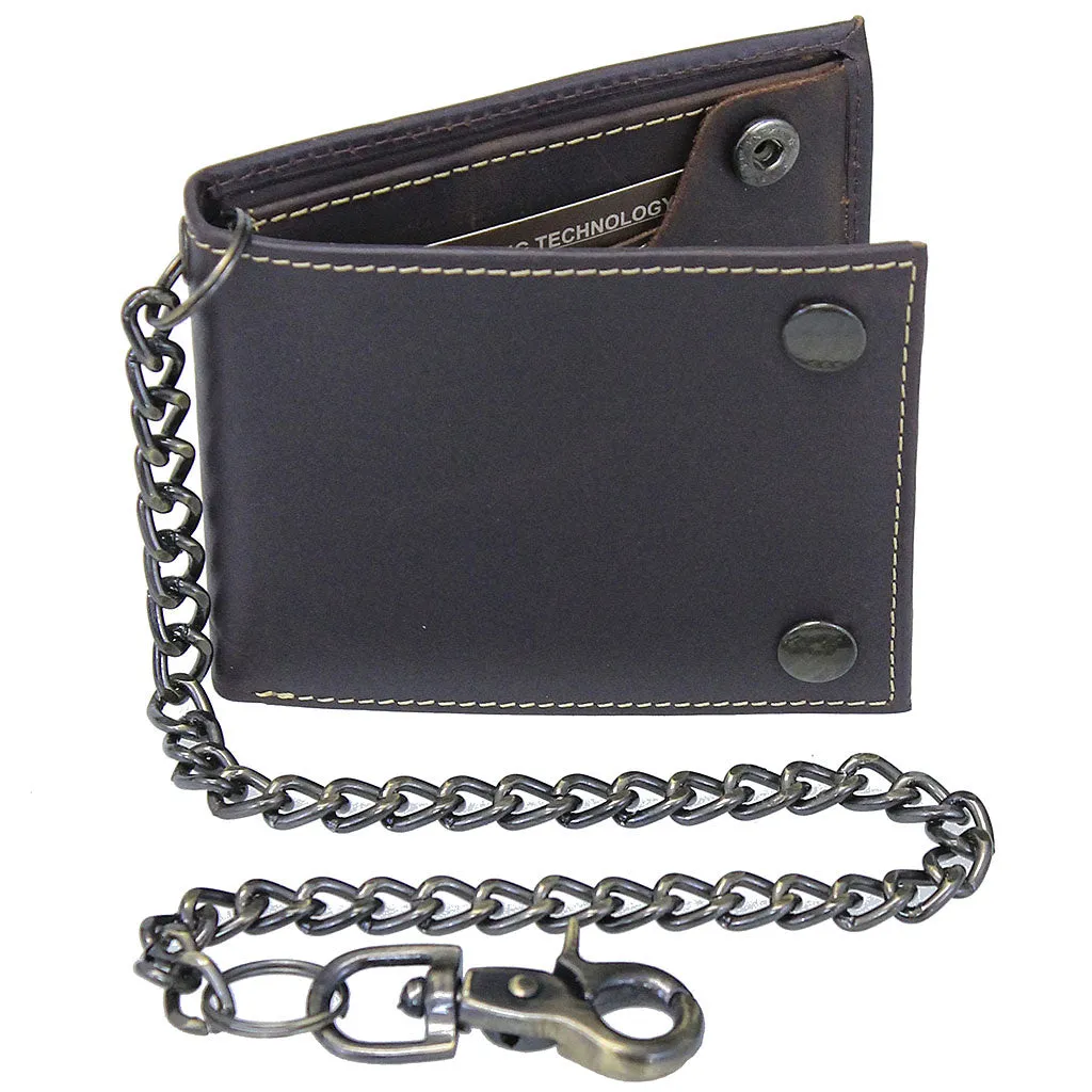 RFID Charcoal Bifold Chain Wallet w/Snaps #WC513530K