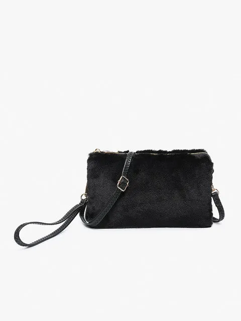 Riley Fur 3 Compartment Crossbody/Wristlet