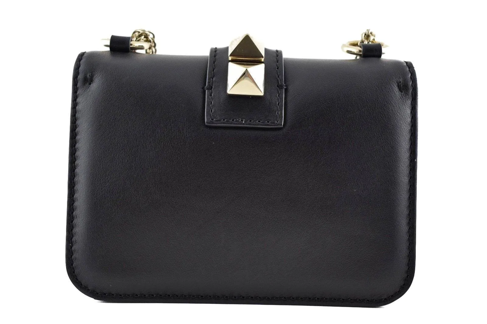 Rockstud Mini Glam Lock Flap Black Gold Shoulder Bag