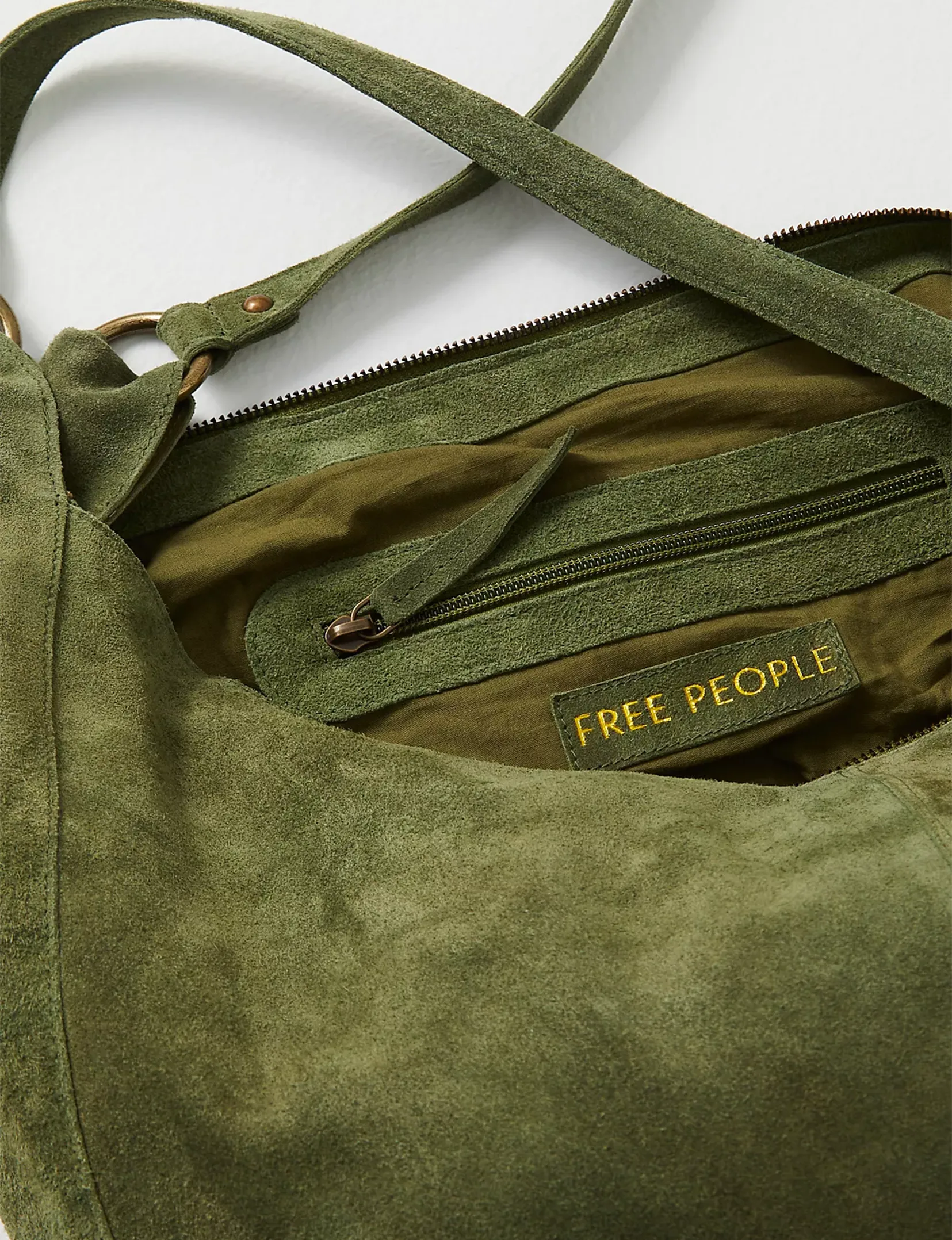 Roma Suede Tote, Olive Moss