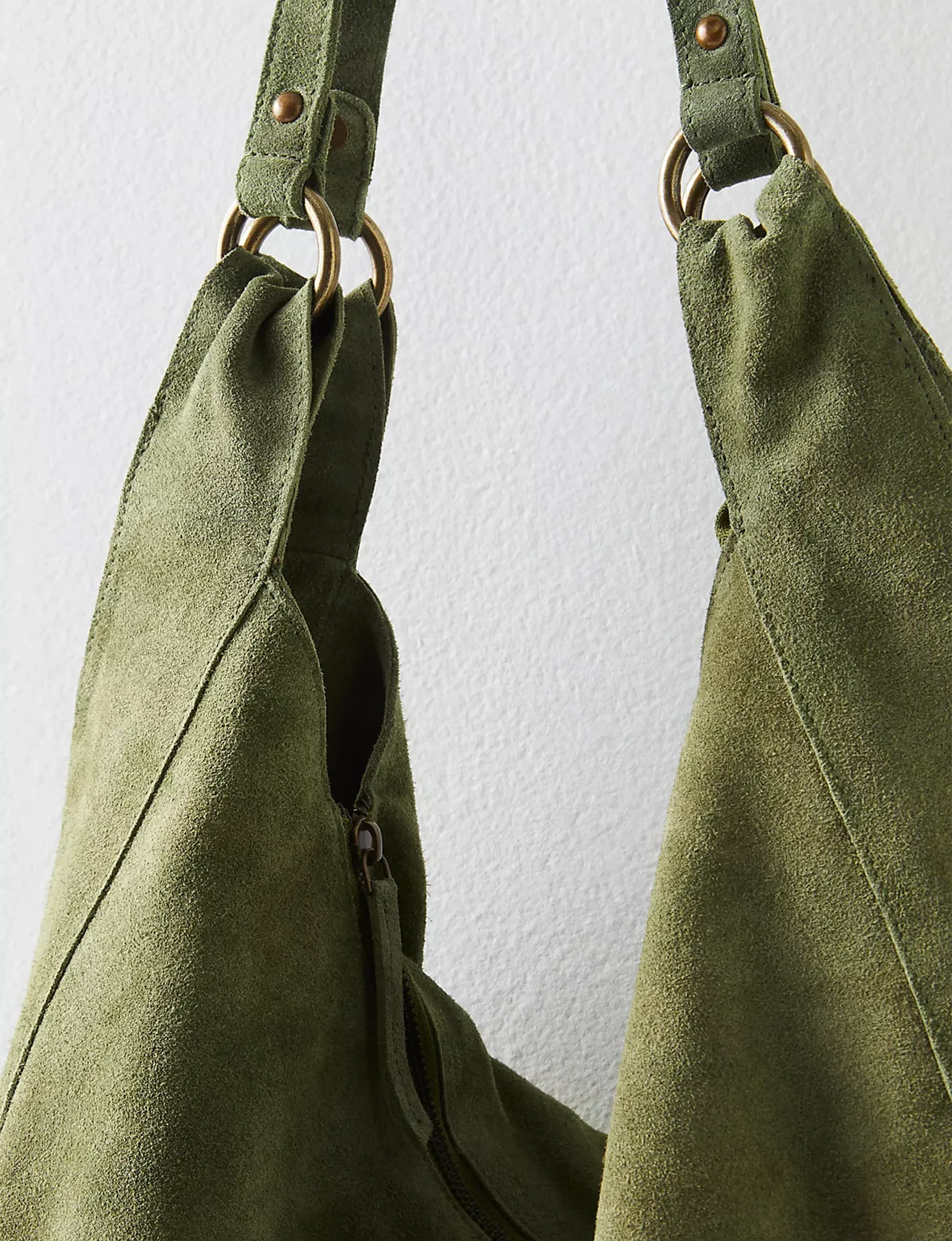 Roma Suede Tote, Olive Moss