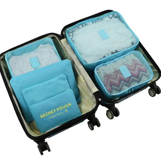 RUPUTIN 6Pcs/set Baggage Travel Organizer Bags Waterproof Project Packing Organizer Travel Bags Clothes Travel Accessories Bags