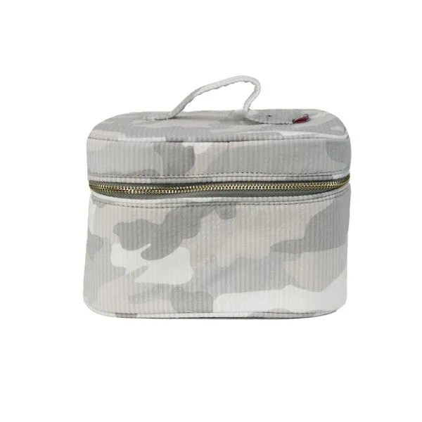 Seersucker Train Case Makeup Bag