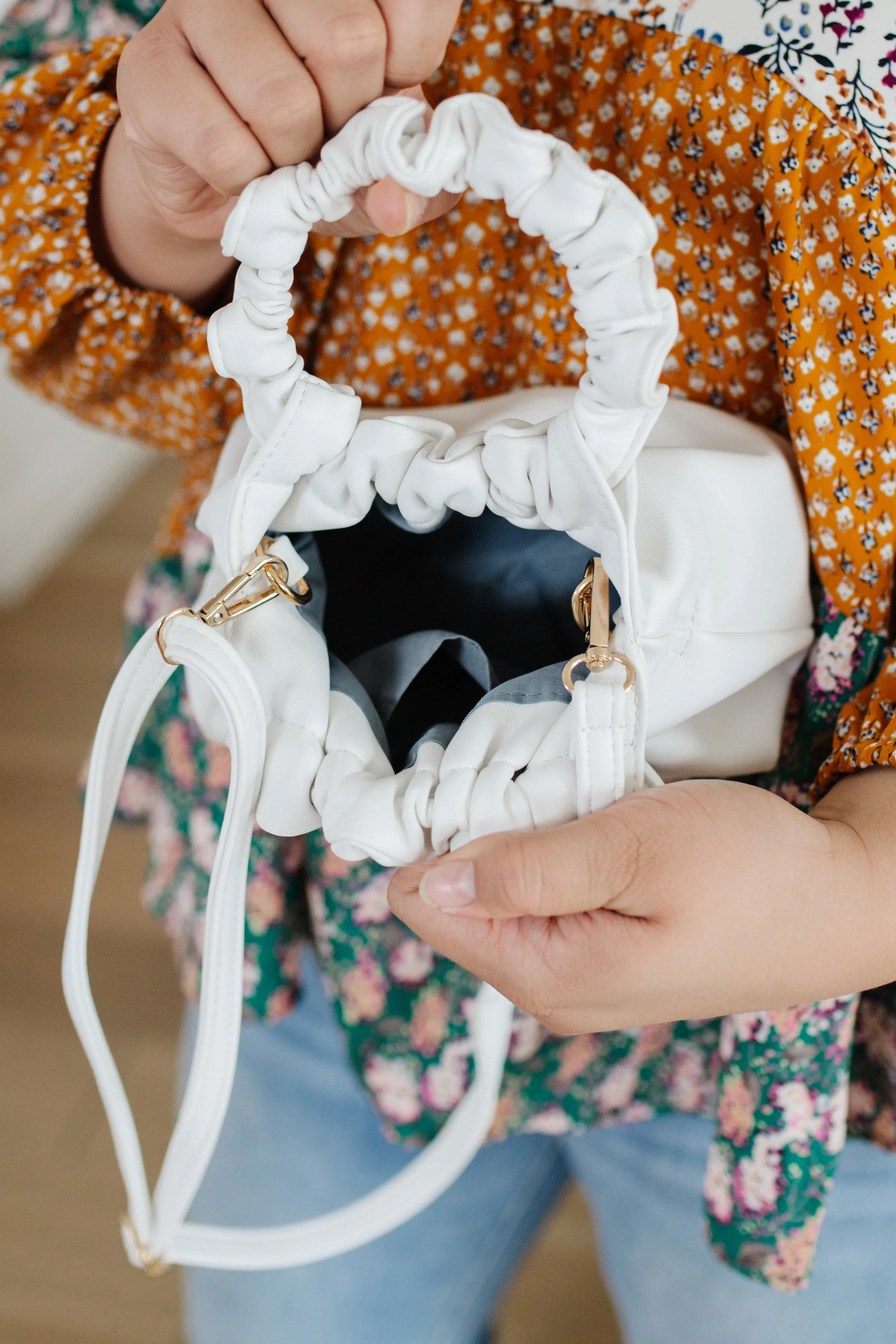 Serena Scrunchie Bag in White