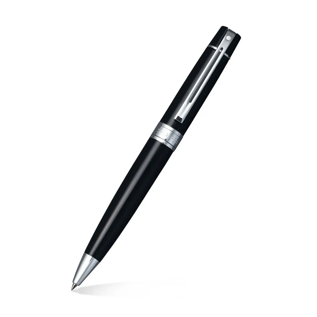 Sheaffer Gift Set ft. Glossy Black 300 Ballpoint Pen with Chrome Trims and Business Card Holder