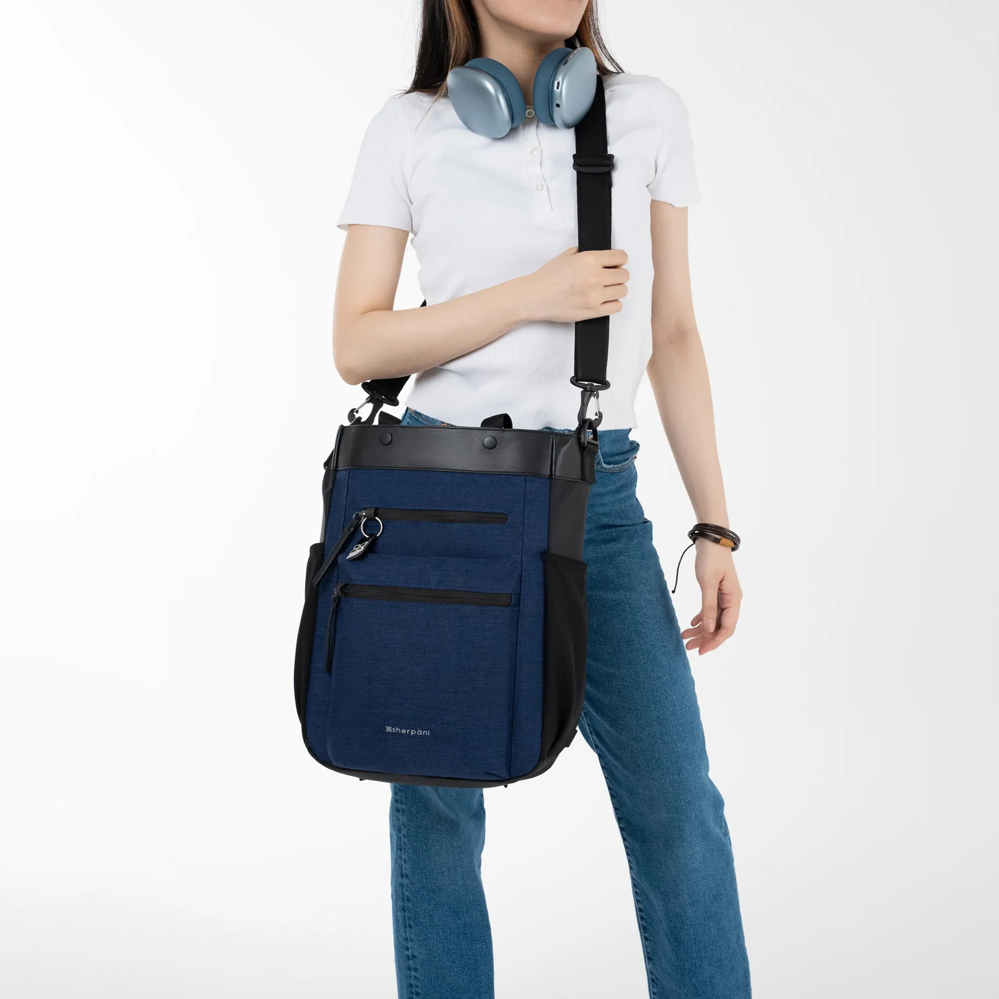 Sherpani Soleil AT Travel Backpack/ Crossbody/ Tote Bag indigo