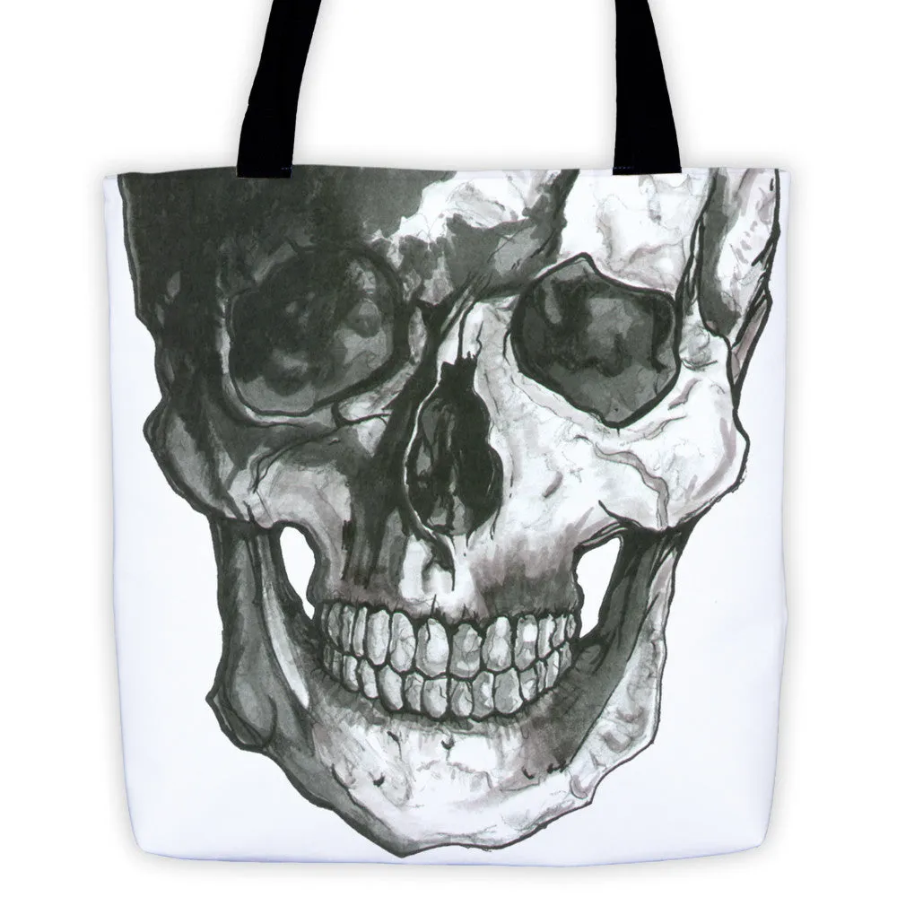 Skull Scalpel Black Ink Tote Bag by Robert Bowen