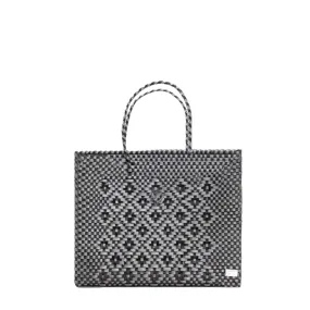 SMALL BLACK SILVER AZTEC TOTE BAG