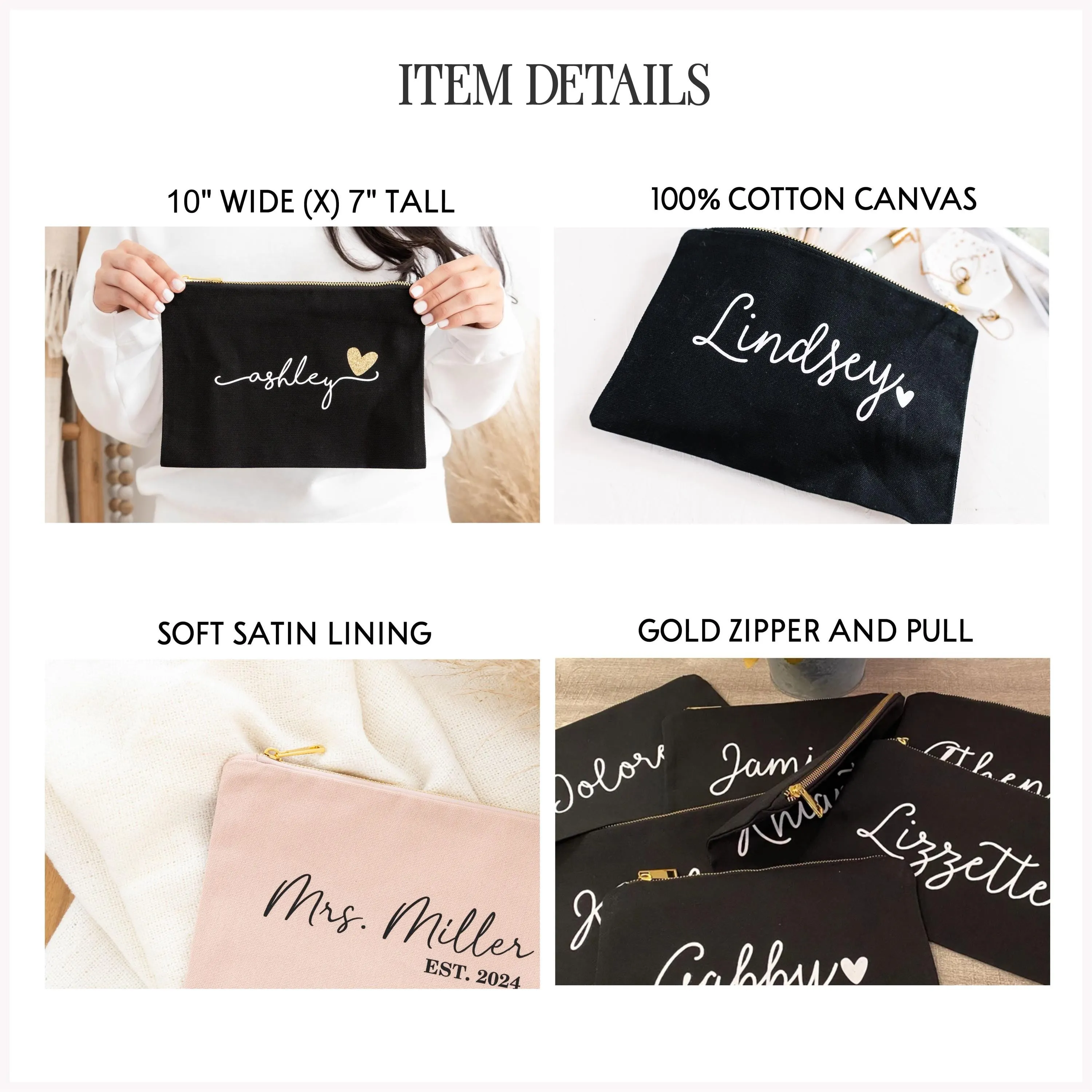 Small Cosmetic Bags Personalized | Cute Makeup Bag