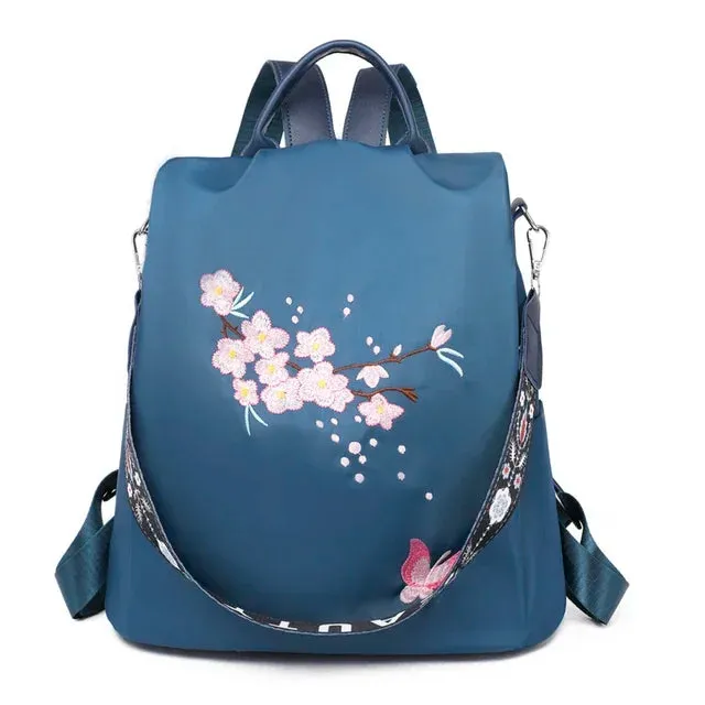 Sohiwoo Cloth School Large Fashion Backpacks Flower Embroidery Bag Anti-theft Casual New Backpack Girl Capacity Women Lightweight Oxford