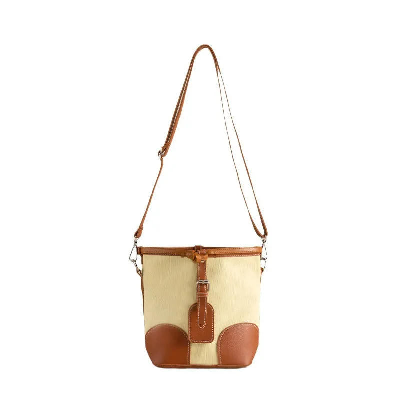 Sohiwoo Mini Vintage Bucket Bag Retro Canvas Crossbody Bag Shoulder Bag & Purse