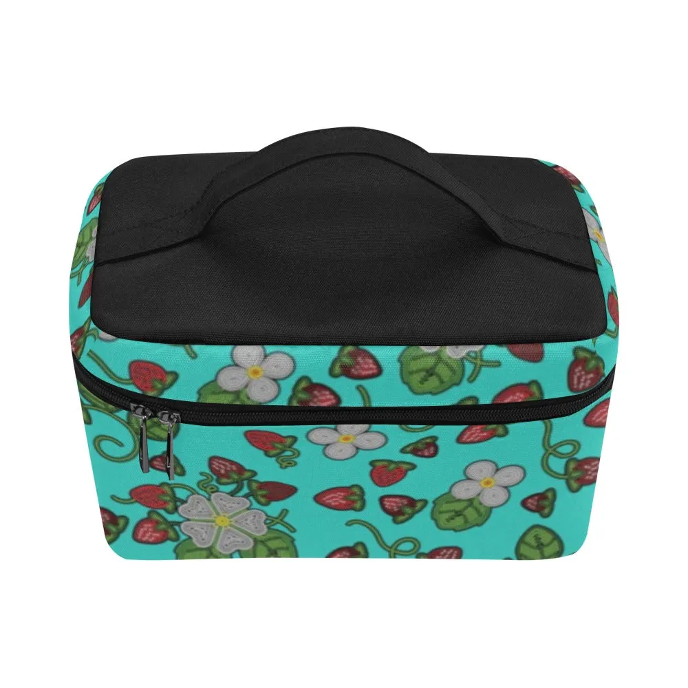 Strawberry Dreams Turquoise Cosmetic Bag/Large