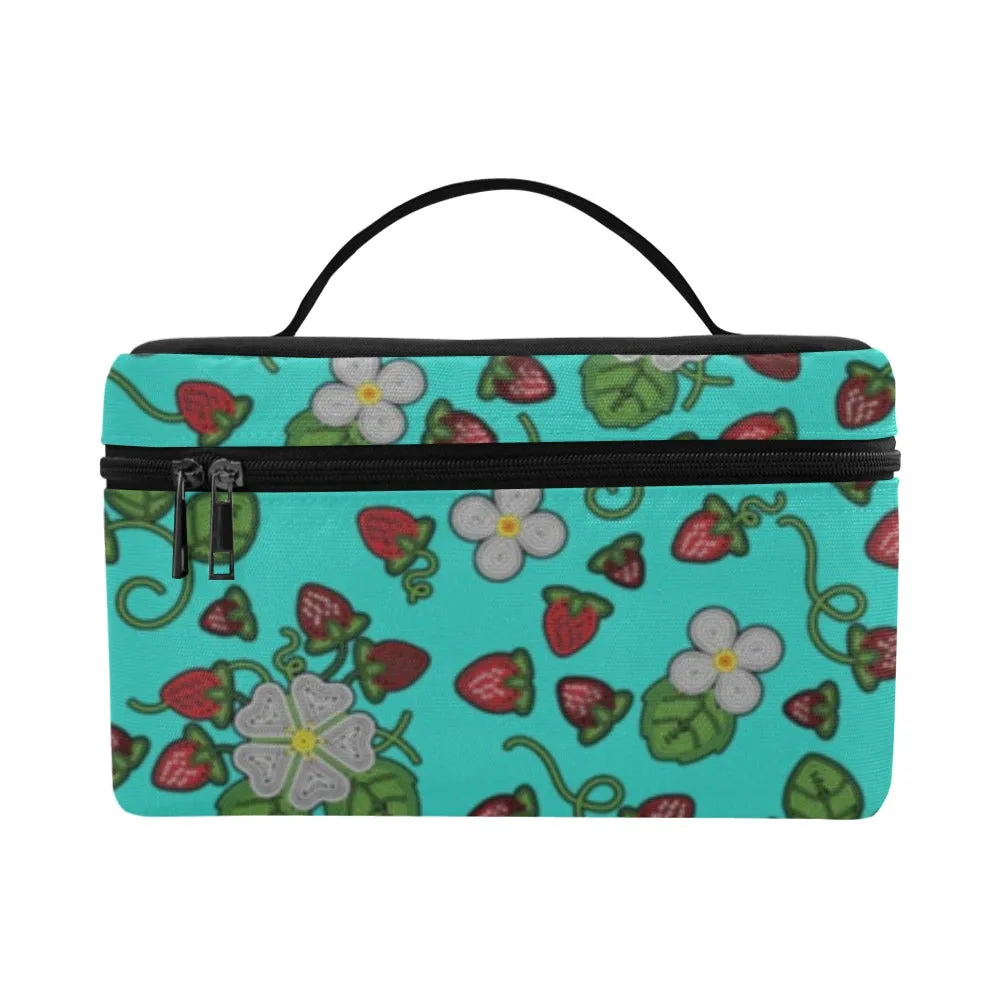 Strawberry Dreams Turquoise Cosmetic Bag/Large