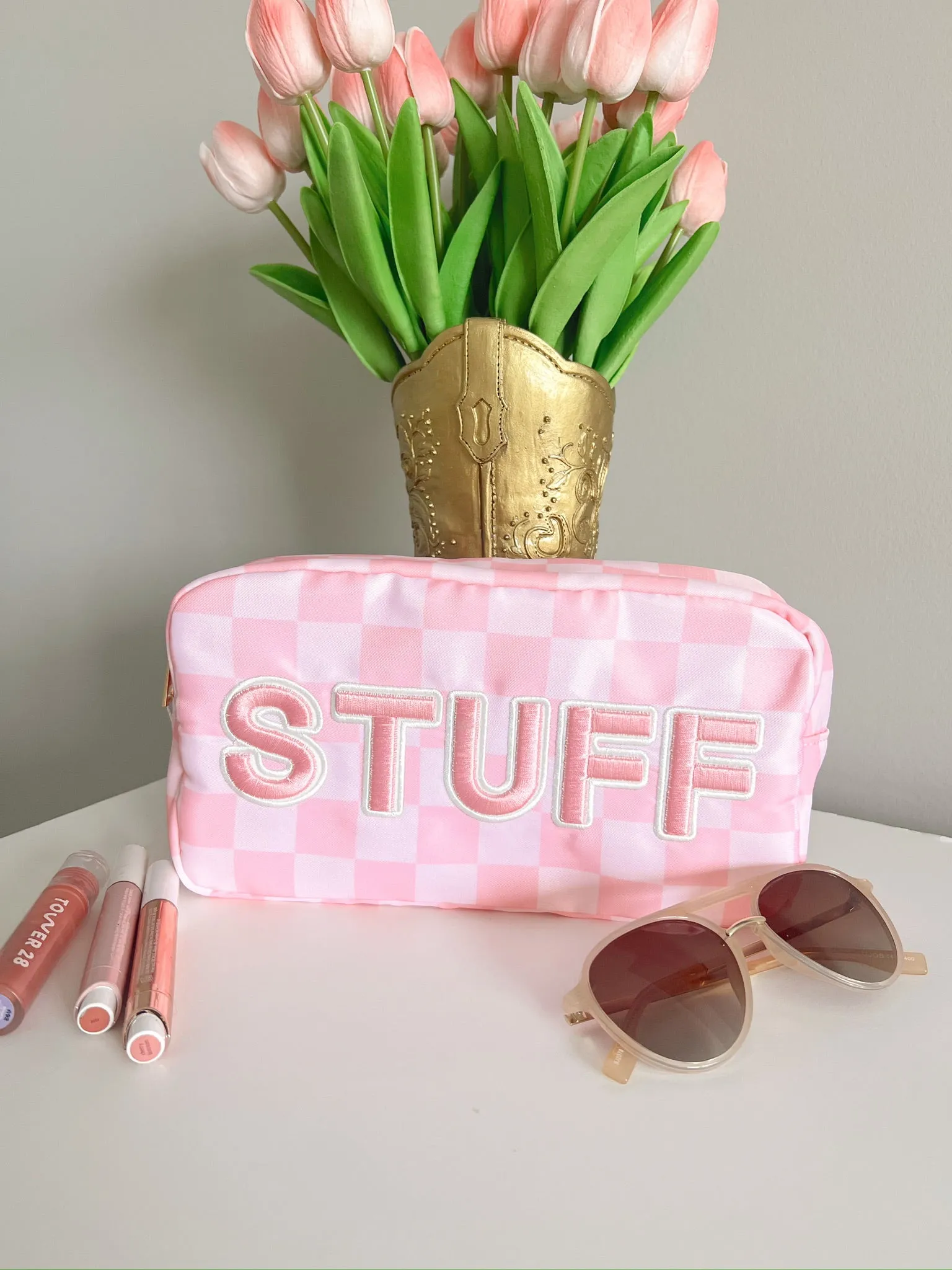 Stuff Large Bag - Pink Checkered