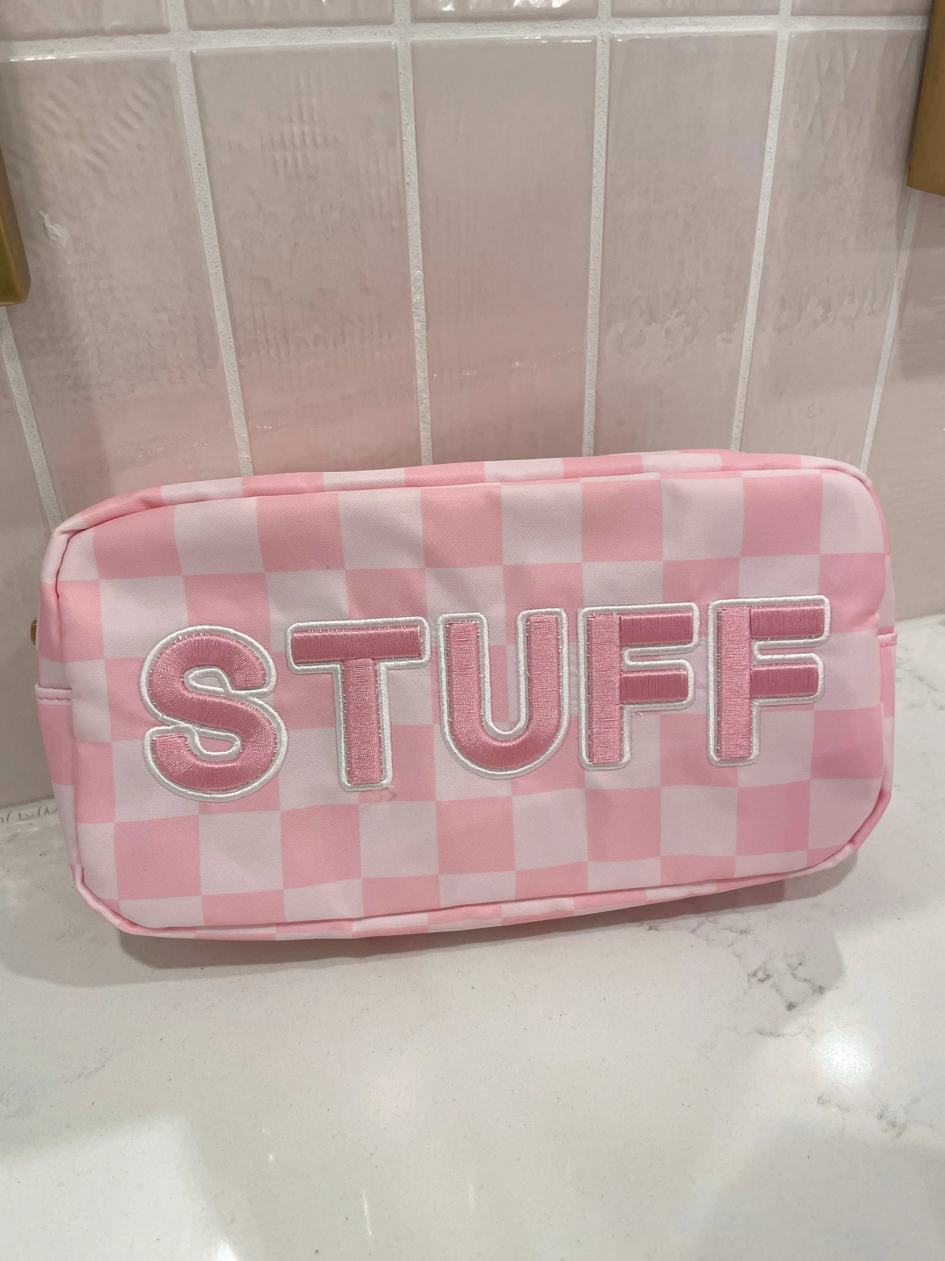 Stuff Large Bag - Pink Checkered