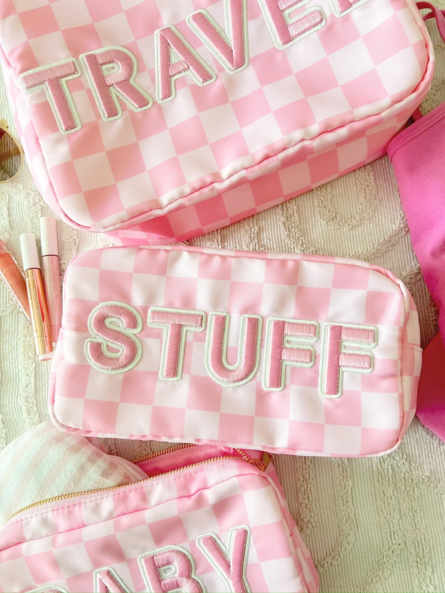 Stuff Large Bag - Pink Checkered