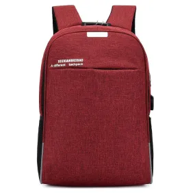 Super Smart Anti-Theft Security Lock BackPack With USB Charging Port- Red