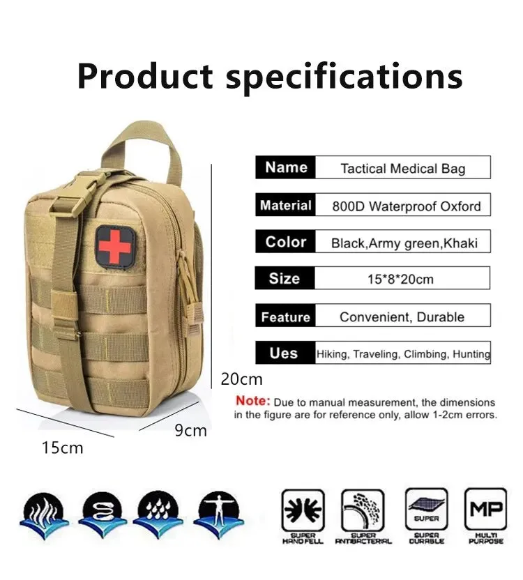 Survival First Aid Kit Supplies Emergency Medical Military Trauma Bag