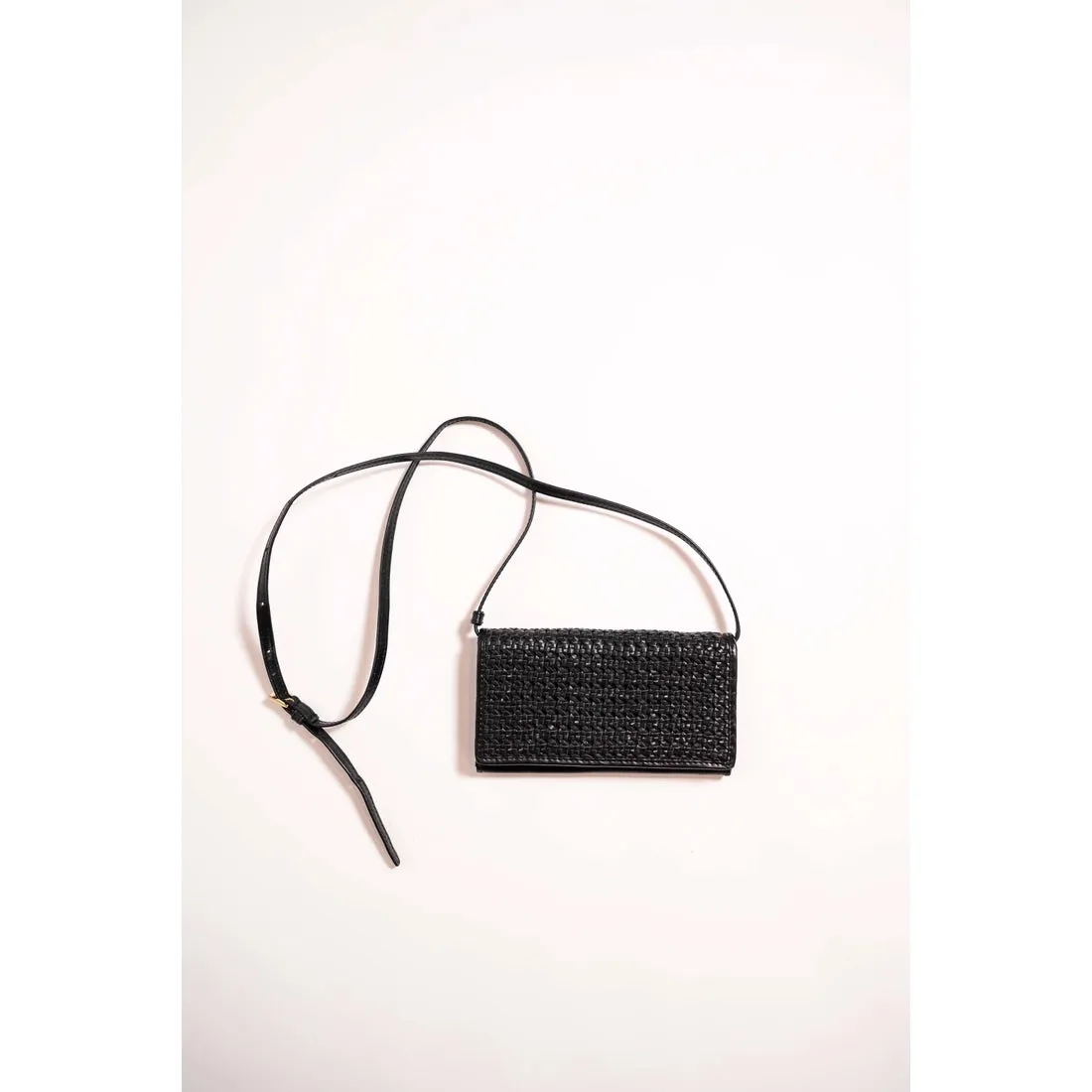 The Playa Woven Crossbody Purse - Black