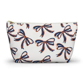 Trendy Bed Party Bow Makeup Bags - Navy & Orange, Bows, Navy Bow, Orange Bow, Bow Gift, Bows - Syracuse, UVA, Bucknell, Auburn