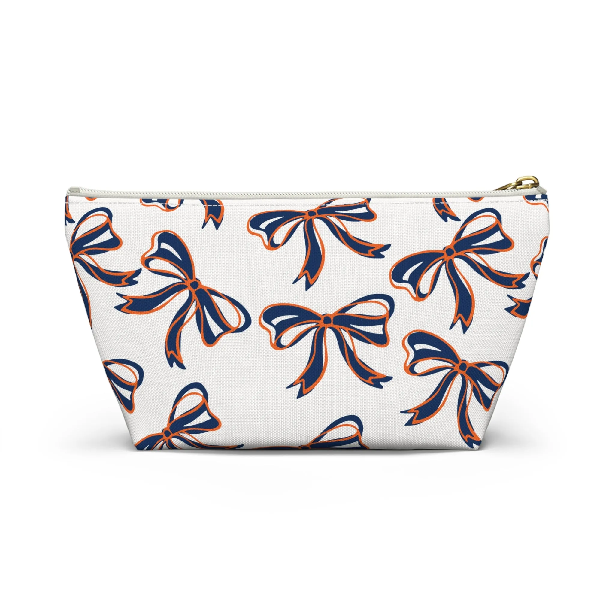 Trendy Bed Party Bow Makeup Bags - Navy & Orange, Bows, Navy Bow, Orange Bow, Bow Gift, Bows - Syracuse, UVA, Bucknell, Auburn