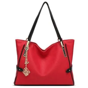 Trendy Pendant and PU Leather Design Shoulder Bag For Women - Red