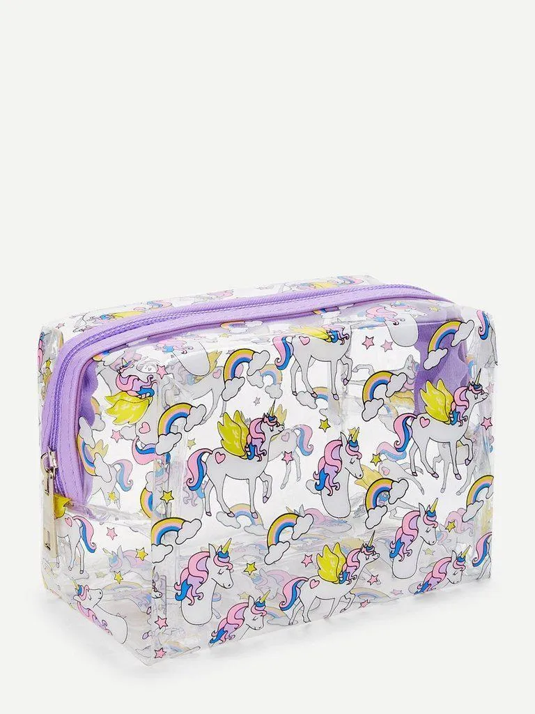 Unicorn Print Makeup Bag