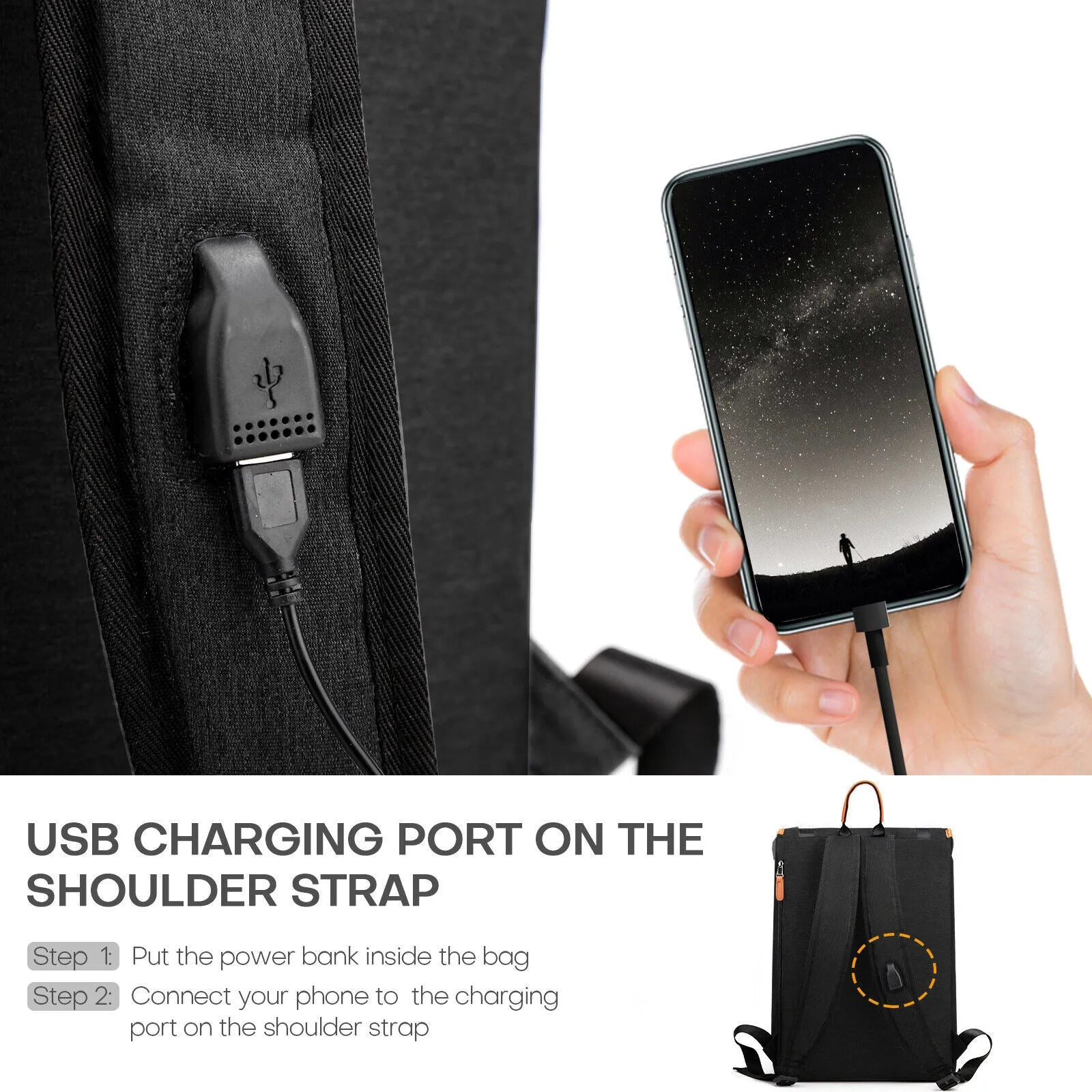 USB Port Anti-theft Business School Rucksack Travel Bag