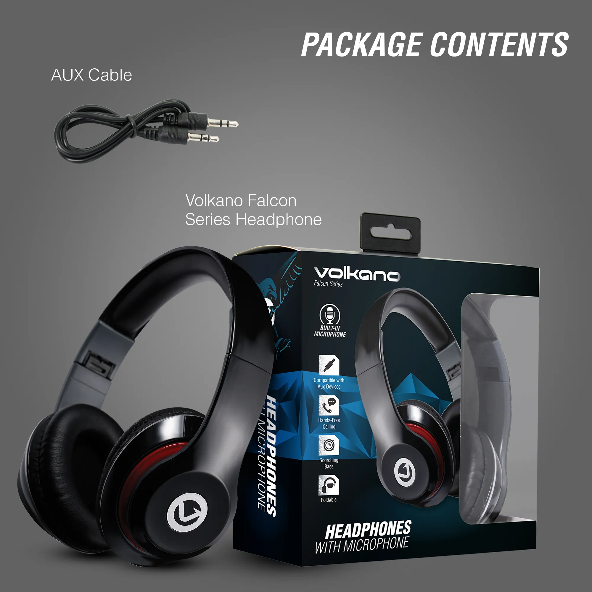 Volkano Falcon series Headphones w/mic Black