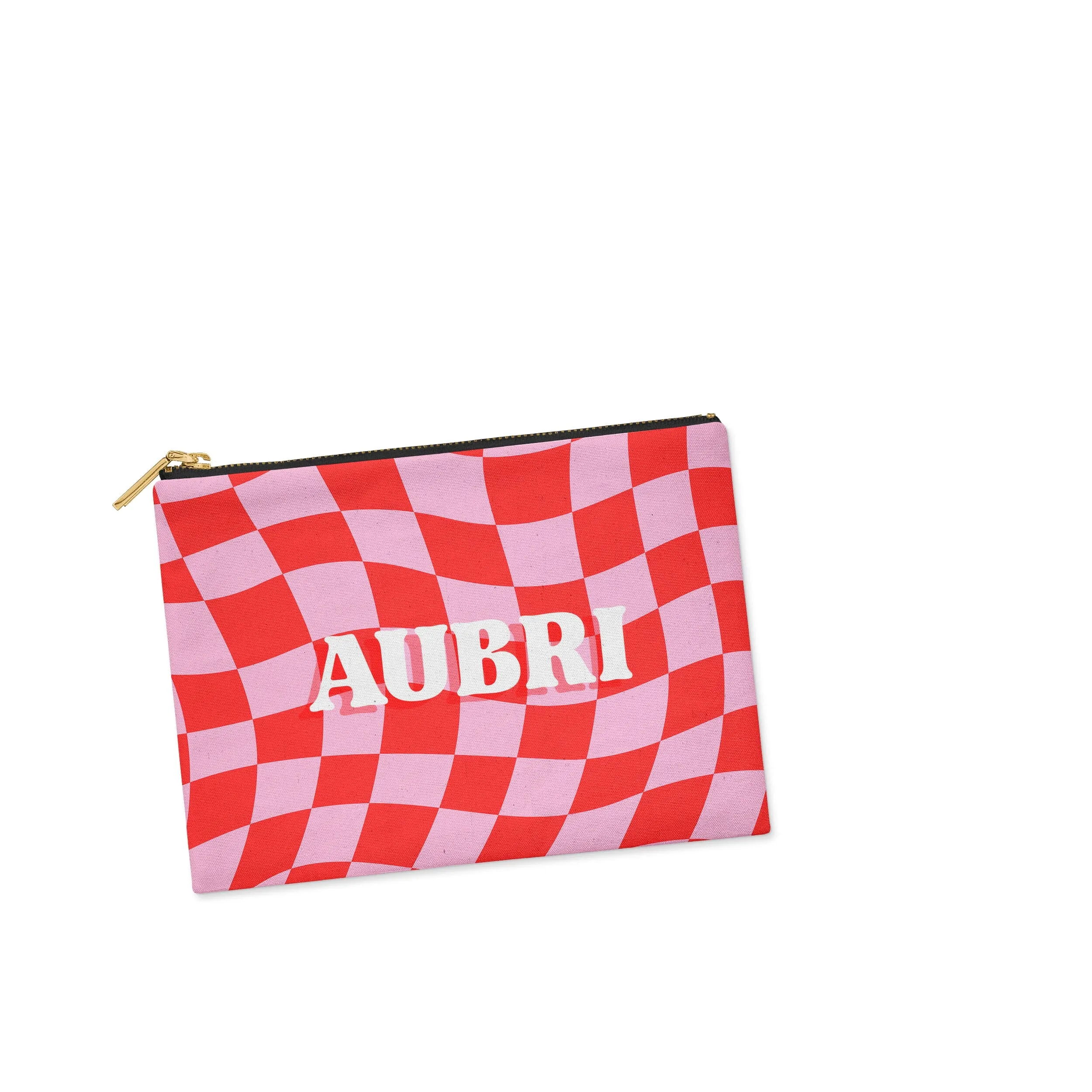 WAVY CHECKERBOARD PERSONALIZED ACCESSORY BAG FLAT