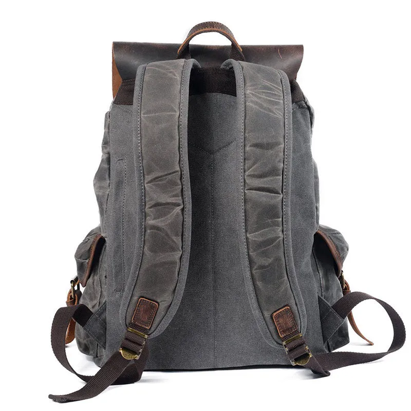 Waxed Canvas Waterproof Drawstring Backpack for Men and Women