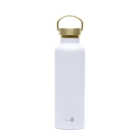 White with Gold Top Insulated Water Bottle- 24 Oz