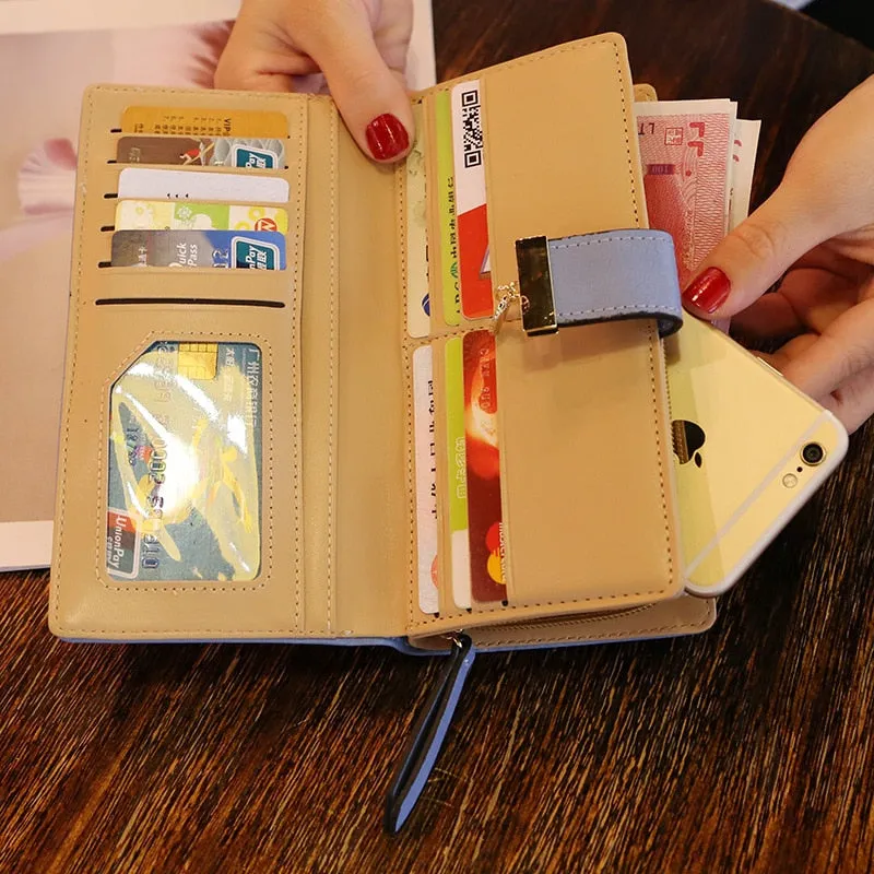 Women Gold Hollow Leaves PU Leather Wallet