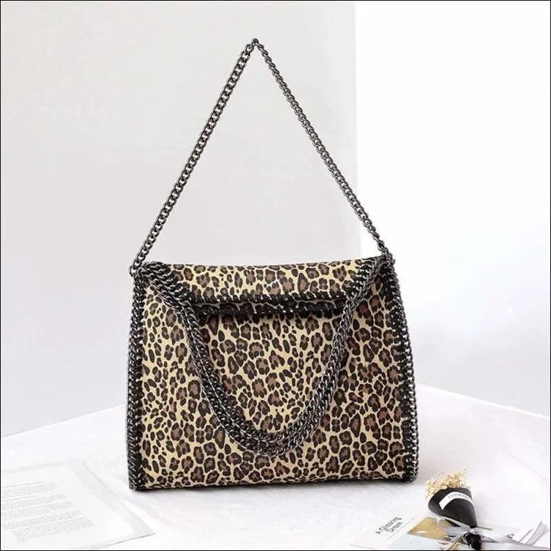 Womens Faux Python Leather Chain Shoulder Bag